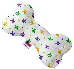 Confetti Fleur de Lis Mardi Gras Canvas Bone Dog Toy (size: 10 Inch)