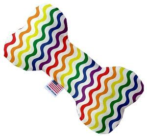 Rainbow Fun Stripes Canvas Bone Dog Toy (size: 10 Inch)