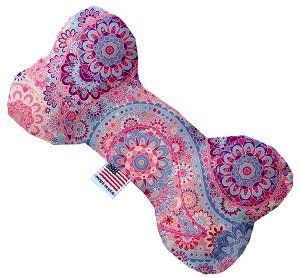 Pink Bohemian Canvas Bone Dog Toy (size: 10 Inch)