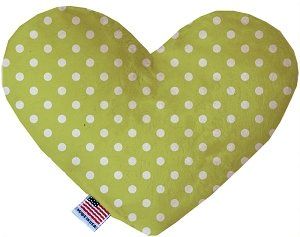Lime Green Polka Dots Canvas Heart Dog Toy (size: 6 Inch)