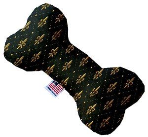 Black and Gold Fleur de Lis Canvas Bone Dog Toy (size: 10 Inch)