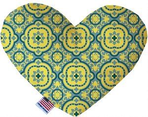 Blue and Yellow Moroccan Patterned Canvas Heart Dog Toy (size: 6 Inch)