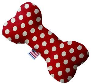 Red Swiss Dots Canvas Bone Dog Toy (size: 10 Inch)