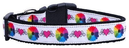 Technicolor Love Nylon Ribbon Dog Collars (size: large)