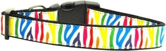 Zebra Rainbow Nylon Ribbon Dog Collars