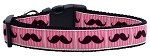 Pink Striped Moustache Ribbon Dog Collars (size: large)