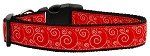 Red and White Swirly Nylon Dog Collar
