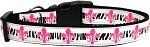 Pink Fleur de Lis Ribbon Dog Collars (size: large)