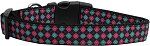 Pink and Blue Plaid Dog Collar (size: large)