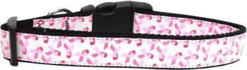 Pink Ribbons on White Dog Collar