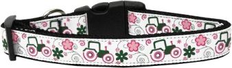 Pink Tractors Nylon Dog Collar