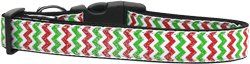 Christmas Sparkle Chevron Nylon Dog Collar (size: Medium Narrow)