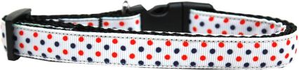 Patriotic Polka Dots Nylon Ribbon Dog Collar