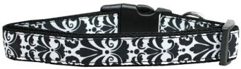 Damask Black Nylon Dog Collar