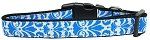 Damask Blue Nylon Dog Collar (size: Medium Narrow)