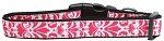 Damask Bright Pink Nylon Dog Collar (size: Medium Narrow)