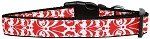 Damask Red Nylon Dog Collar (size: Medium Narrow)