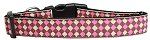 Pink Checkers Nylon Dog Collar (size: large)
