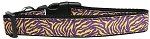 Purple and Yellow Tiger Stripes Nylon Dog Collar (size: large)