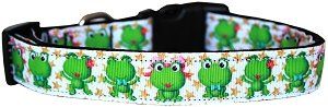 Happy Frogs Nylon Dog Collar (size: LG)