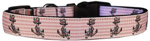 Pink Anchors Nylon Dog Collar (size: LG)