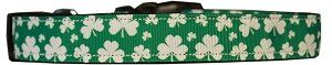 Shamrocks Nylon Dog Collar (size: LG)