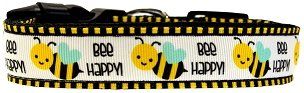 Bee Happy Nylon Dog Collar (size: large)