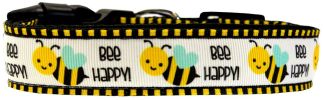 Bee Happy Nylon Dog Collar