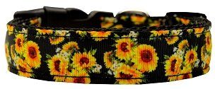 Sunflowers Nylon Dog Collar (size: large)