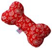 Red Western Canvas Bone Dog Toy