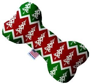 Chevron Christmas Trees Canvas Bone Dog Toy (size: 10 Inch)