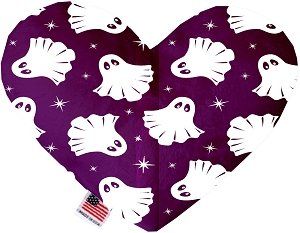 Ghosts on Purple Canvas Heart Dog Toy (size: 6 Inch)