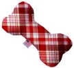Valentines Day Plaid Canvas Bone Dog Toy