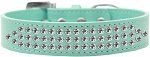 Three Row Clear Crystal Dog Collar (size: Aqua Size 12)