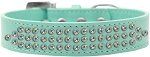 Three Row AB Crystal Dog Collar (size: Aqua Size 12)