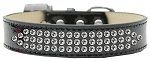 Three Row Clear Crystal Ice Cream Dog Collar (size: Black Size 12)