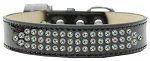 Three Row AB Crystal Ice Cream Dog Collar (size: Black Size 12)