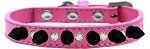 Crystal and Black Spikes Dog Collar (size: Bright Pink Size 10)