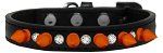 Crystal and Neon Orange Spikes Dog Collar (size: Black Size 10)