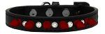 Crystal and Red Spikes Dog Collar (size: Black Size 10)