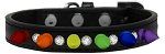 Crystal with Rainbow Spikes Dog Collar (size: Black Size 10)