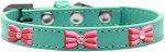 Pink Glitter Bow Widget Dog Collar (size: Aqua Size 10)