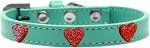 Red Glitter Heart Widget Dog Collar (size: Aqua Size 10)