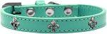 Silver Fleur De Lis Widget Dog Collar (size: Aqua Size 10)
