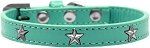 Silver Star Widget Dog Collar (size: Aqua Size 10)