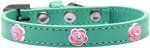 Bright Pink Rose Widget Dog Collar (size: Aqua Size 10)