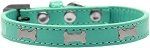 Silver Bone Widget Dog Collar (size: Aqua Size 10)