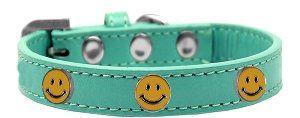 Happy Face Widget Dog Collar (size: Aqua Size 10)