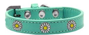White Daisy Widget Dog Collar (size: Aqua Size 10)