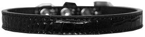 Wichita Plain Croc Dog Collar (size: Black Size 10)